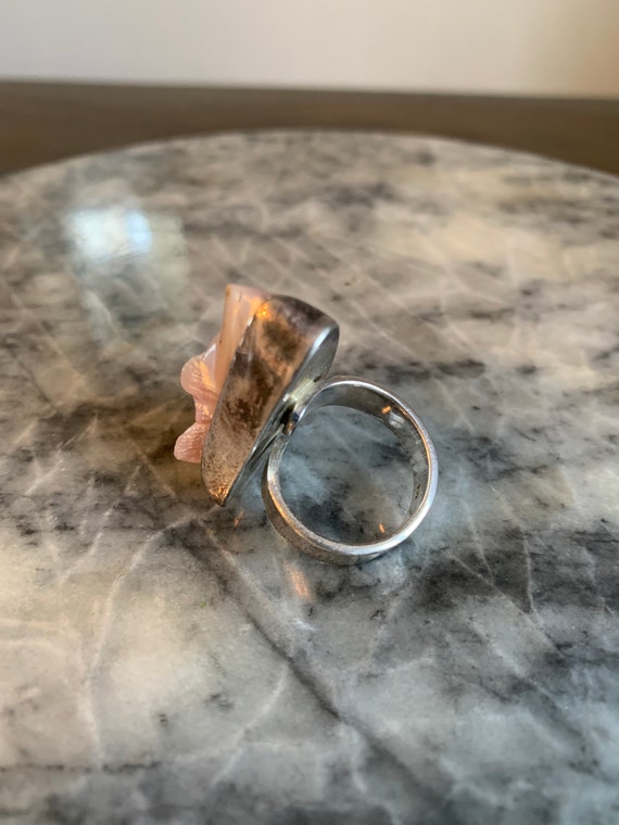 Sterling Silver Ring Irregular Pearl Adjustable S… - image 4