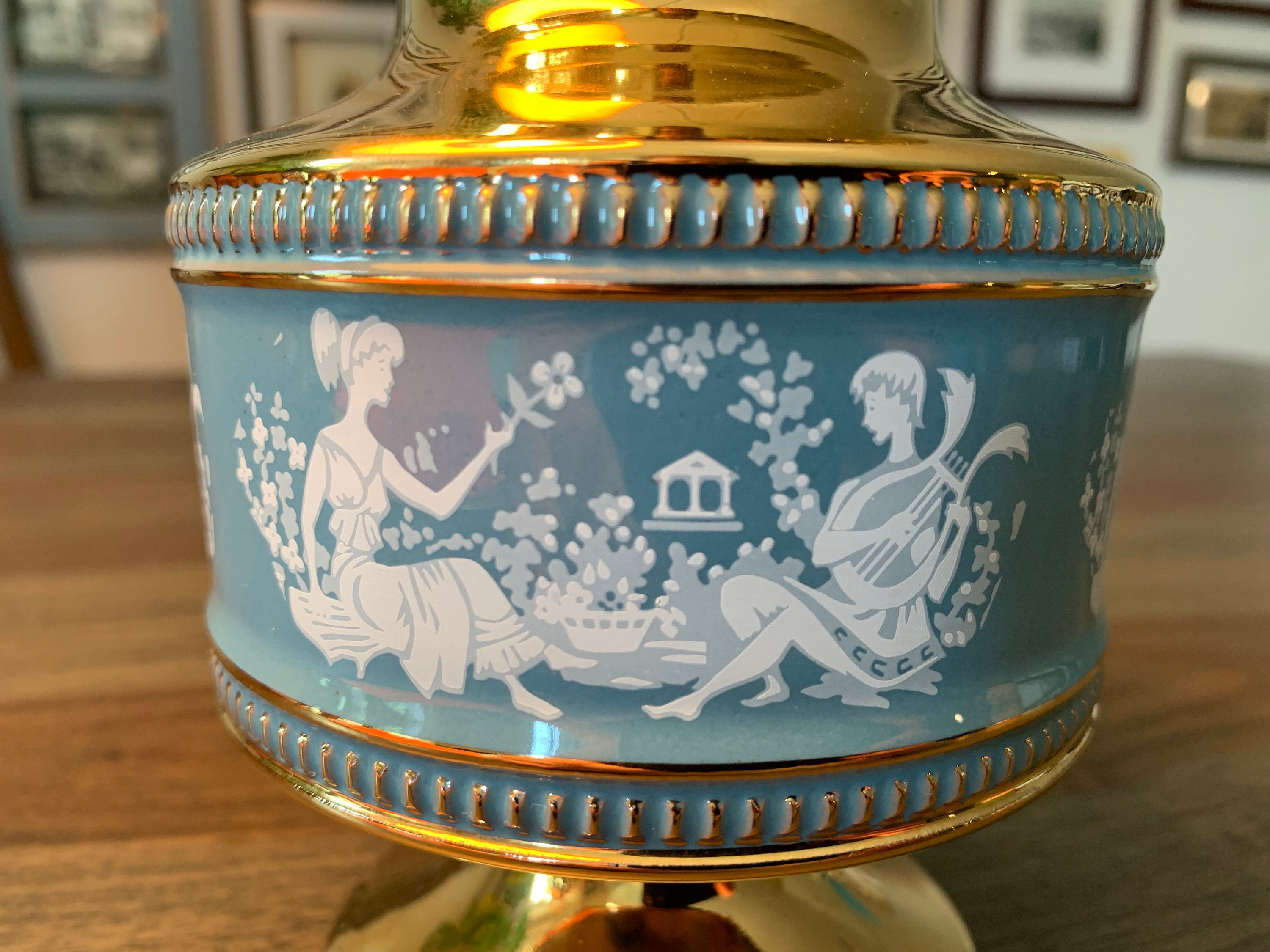 Italian Vase N & C Golden Century Numbered 5058 Gold Blue Vintage