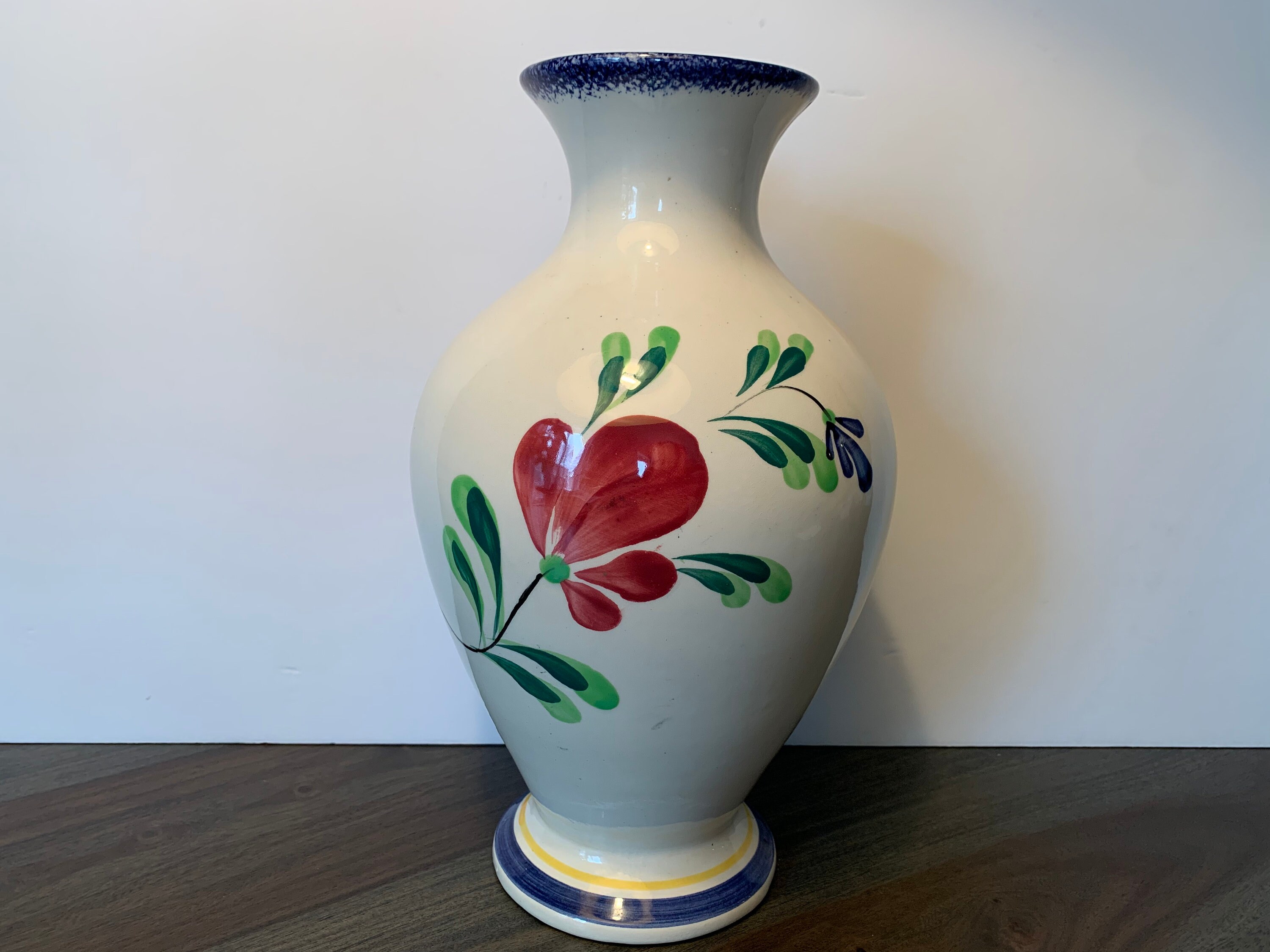 MBFA Pornic によるフランスの花瓶 手描きのカップルの花 ヴィンテージ