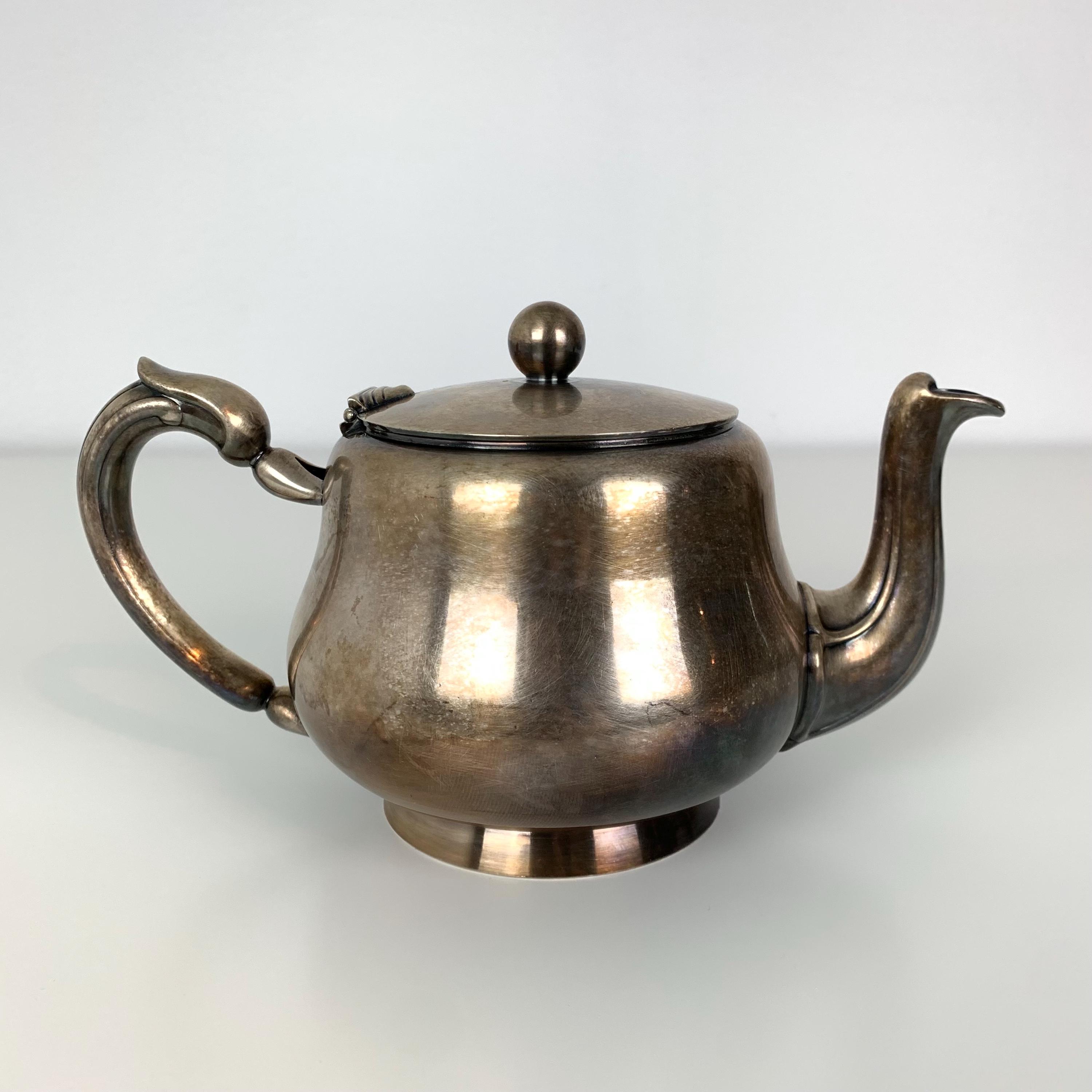 Christofle Silver Plated Teapot France Ornate Handle Vtg Quiet