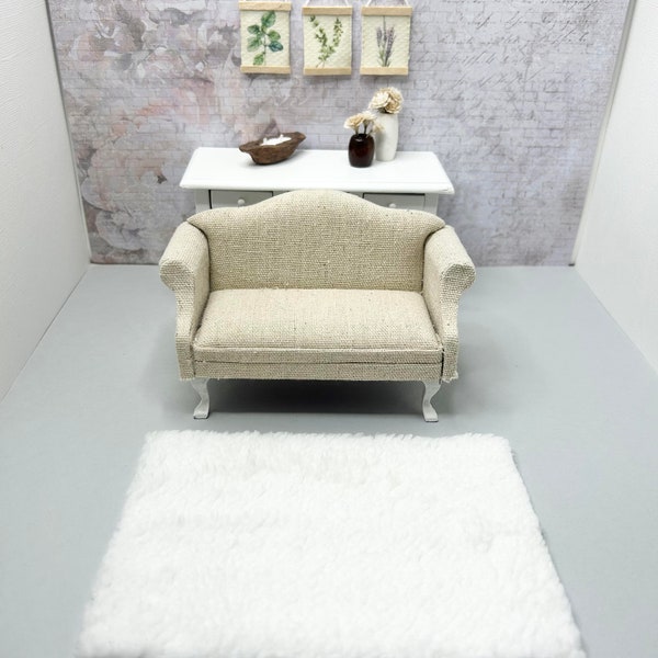 Soft fluffy white Dollhouse rug