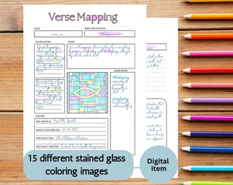 Bible Verse Mapping Printable, Bible Study Digital Planner, Bible Verse Map, Editable Scripture Guide, Devotional Journaling Template Map