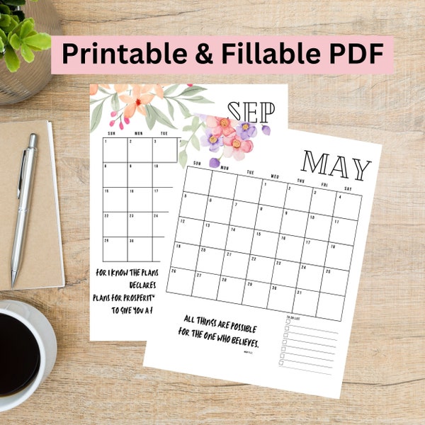 Christian Monthly Planner Printable - Etsy