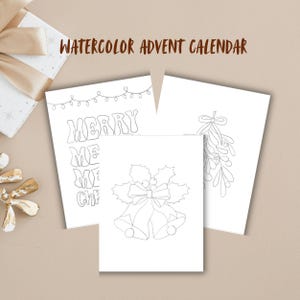 Utskrivbara adventskalenderkort i vattenfärg med bibelverser