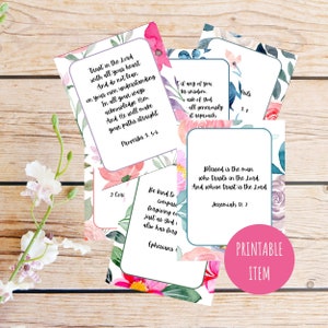 Cartões de oração para impressão, download digital de cartões das escrituras da Bíblia, baralho de cartas com versículos da Bíblia, escrituras inspiradoras para impressão, presente cristão