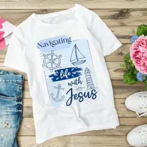 Maritime Png catholique foi impression verset de la Bible Clipart nautique Sublimation Design populaire PNG pêcheur esthétique tendance chrétien côtier