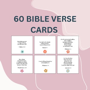 60 Bijbeltekstkaarten digitale download, kaartspel met bijbelteksten, inspirerende geschriften afdrukbaar, afdrukbare gebedskaarten, christelijk cadeau