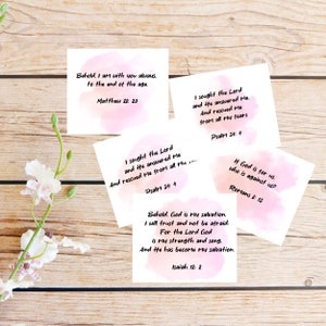 Descarga digital de 60 tarjetas de las Escrituras de la Biblia, baraja de cartas de versículos de la Biblia, Escritura inspiradora imprimible, tarjetas de oración imprimibles, regalo cristiano