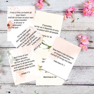 Cartões de oração para impressão, download digital de cartões das escrituras da Bíblia, baralho de cartas com versículos da Bíblia, escrituras inspiradoras para impressão, presente cristão