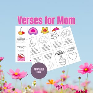 Livro de versículos bíblicos para a mãe Atividade imprimível para crianças Folha de colorir Zine de escrituras do dia das mães cristãs Cartões de versículos bíblicos Presente para a mãe