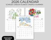2026 Calendar Printable Christian Planner Monthly Bible Verse Pages Christian Gift for Busy Mom Planner Weekly Printable Wall Calendar Desk