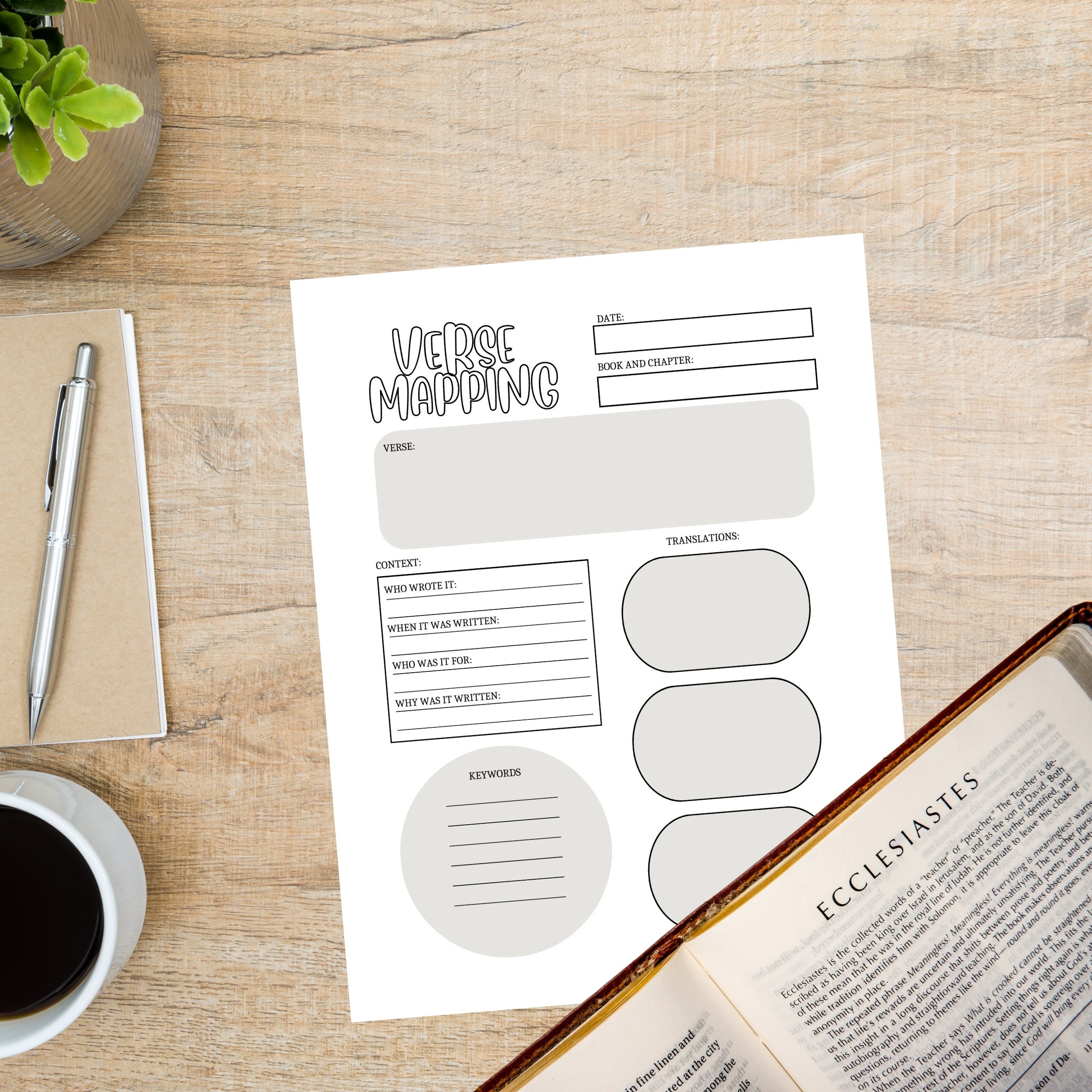 Verse Mapping Template, Bible Verse Mapping Printable, Bible Study ...