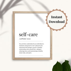 Self Care Definition Printable, Definition Digital Download, Mental Health Print, Minimal Self-Care Definition INSTANT DOWNLOAD Print, LW003