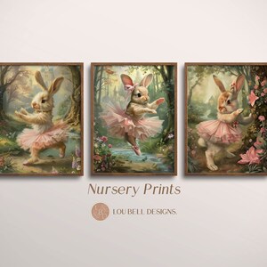 Ballerina Bunny Print Set, Pink Tutu, Girls Nursery (Digital Download)