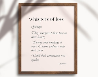 Love Poem Print Blush, Whispers of Love, Valentine Day Wedding Anniversary Romantic Art Gift, Poetry INSTANT DOWNLOAD Digital Print, VAL01