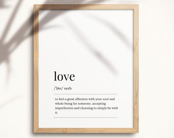 Love Definition Art Print, Minimalist Dictionary Style (Digital Download)