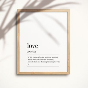 Love Dictionary Definition Printable, Definition Wall Art Print, Gift For Her INSTANT DOWNLOAD, love Definition Poster White Print, LW003