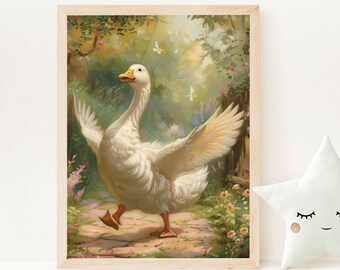 Silly Goose Nursery Print, Farm Animal Illustration (Digital Download)