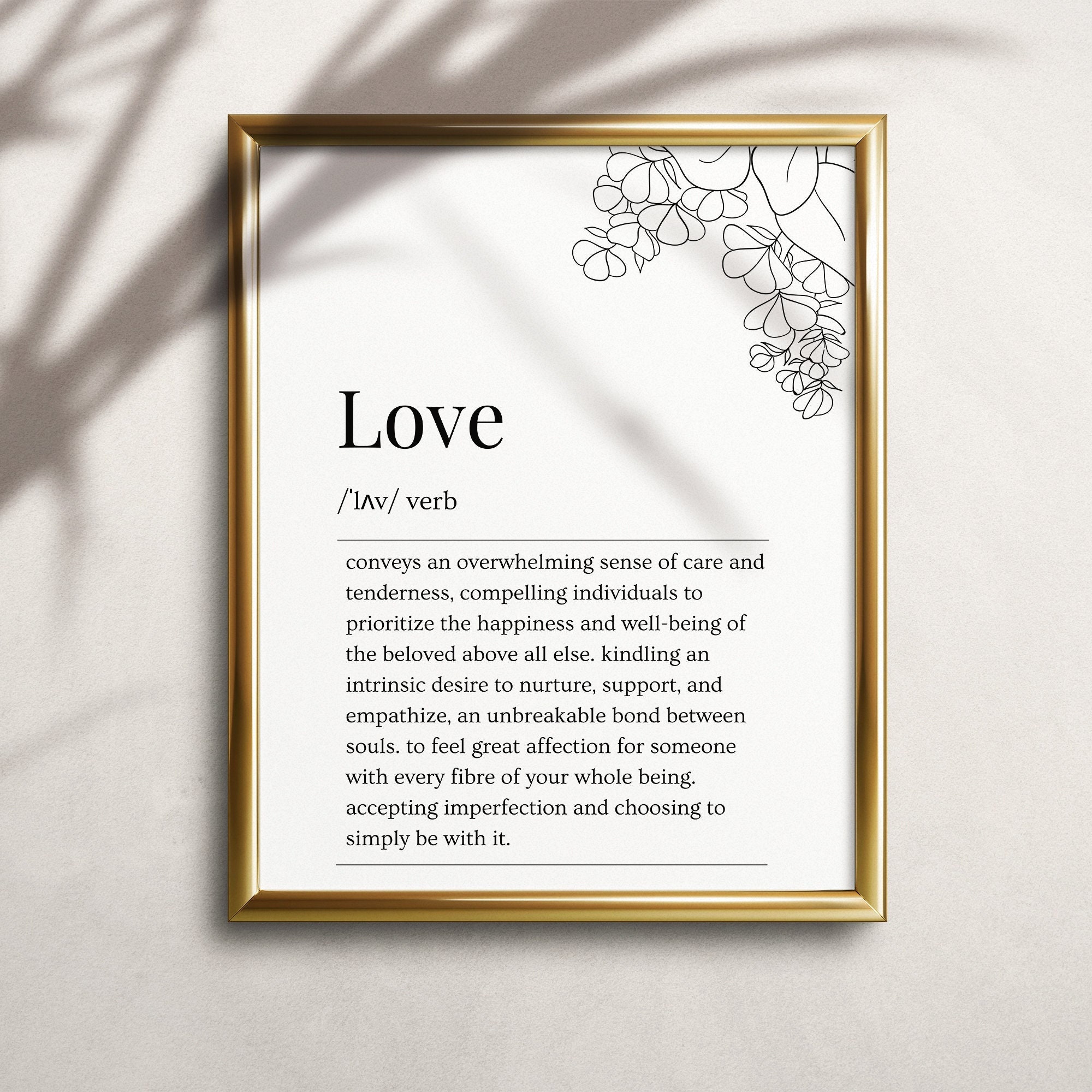 Love Definition Print, White Botanic Poster (digital Download) - Etsy