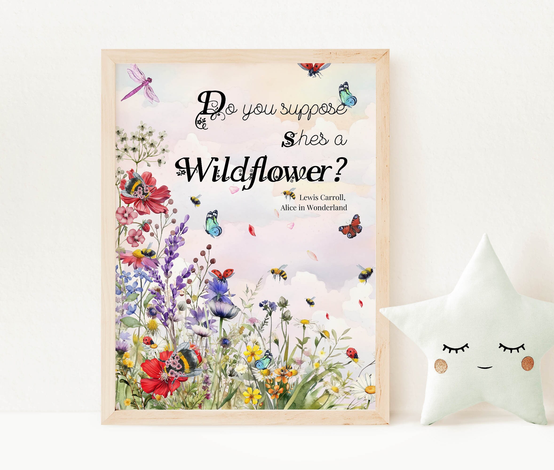 Alice In Wonderland Wildflowers PRINTABLE Wall Art Alice In Wonderland Quotes Nursery Wall Art Wildflowers Prints Book Quotes, LBDAIW001