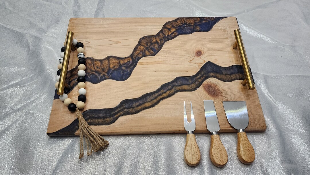 Wood & Epoxy River Serving Tray / Charcuterie Tray / Cheese Tray Etsy