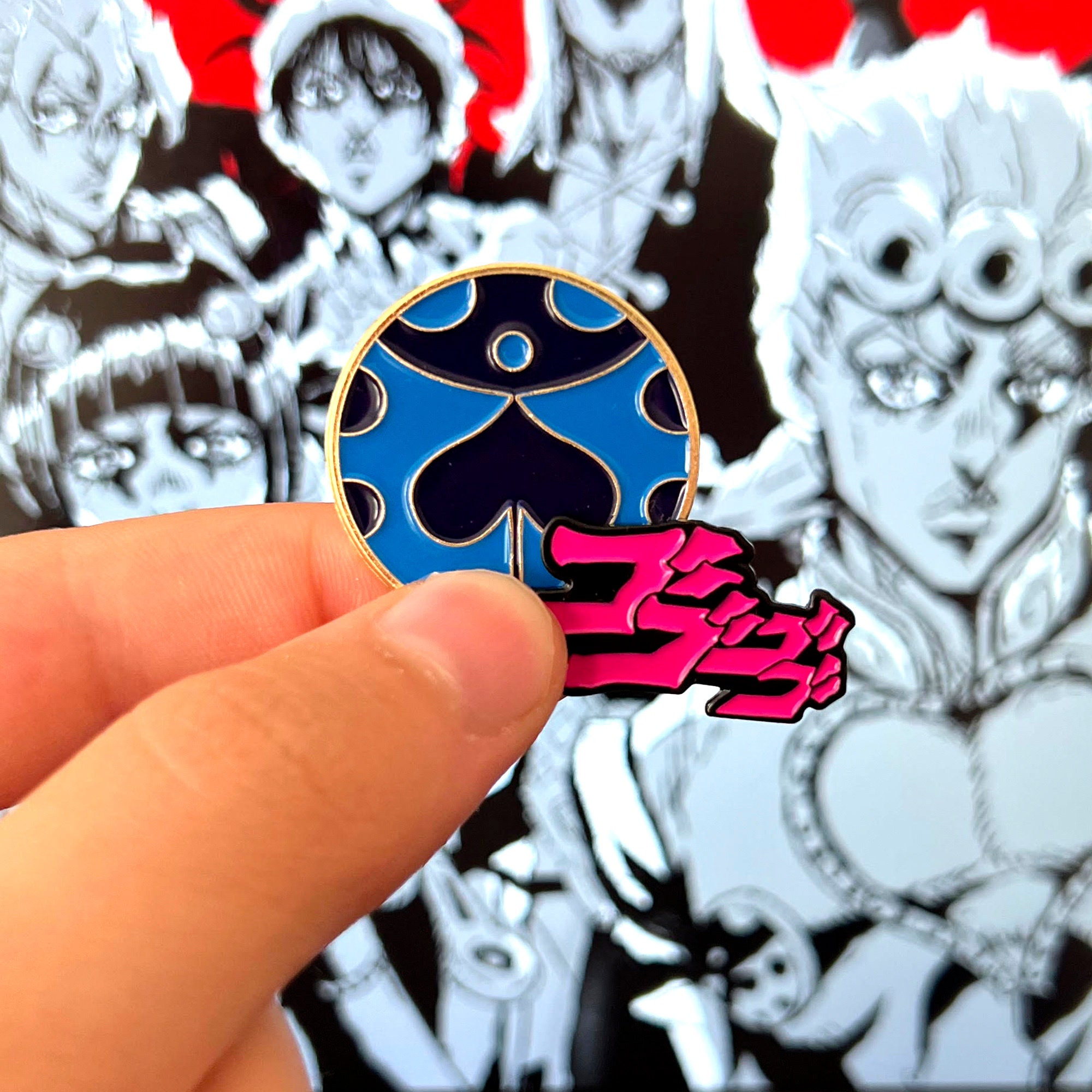 JoJo's Bizarre Adventure Menacing Manga Text 1.25 Lapel Enamel Pin Badge @  NEW 