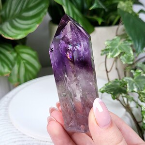 Natural Amethyst Tower with Hollandite, High Quality Carved Crystal from Bahia, Brazil, 126.5g BZA27