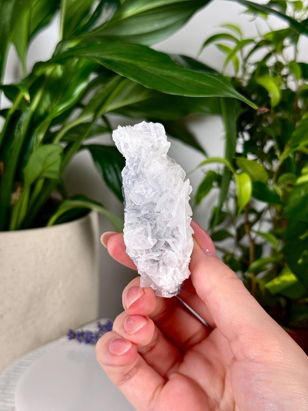 Natural Paper Calcite Specimen, White Rose Paper Calcite Raw, 95.09g ...