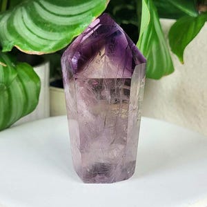 Natural Amethyst Tower with Hollandite, High Quality Carved Crystal from Bahia, Brazil, 153.8g BZA34