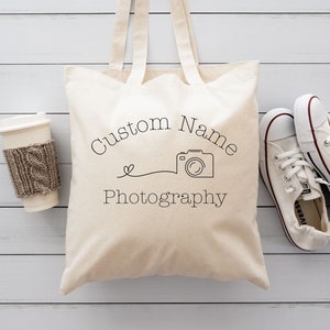 Custom Photographer Tote Bag, Personalized Photography Name, Custom Photography Bag Photographer Name Tote Photographer Custom Camera Gift image 3