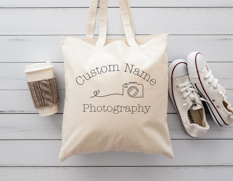 Custom Photographer Tote Bag, Personalized Photography Name, Custom Photography Bag Photographer Name Tote Photographer Custom Camera Gift image 3