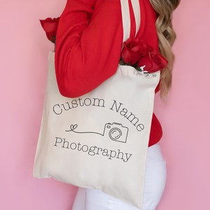 Custom Photographer Tote Bag, Personalized Photography Name, Custom Photography Bag Photographer Name Tote Photographer Custom Camera Gift image 4