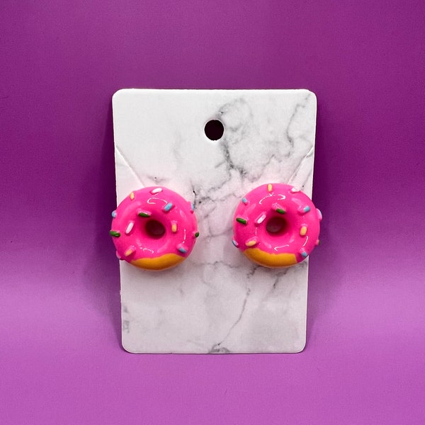 Pink Donuts earrings, Cute earrings for donuts lovers, kawaii earrings gift, food earrings, miniature earrings,quirky gift,bachelorette gift