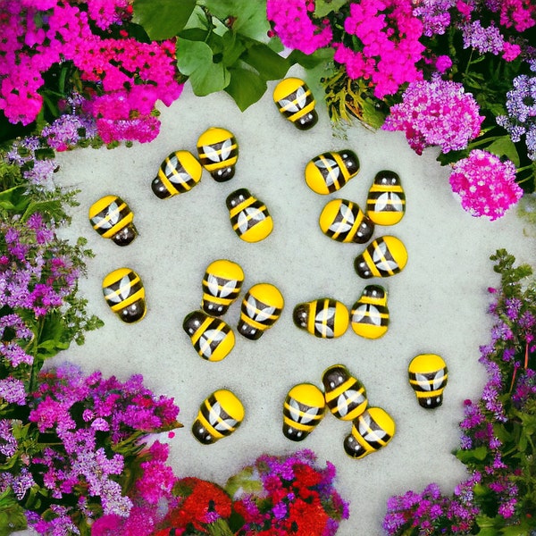 Fairy garden wooden bees, bumblebees for DIY craft projects, miniature landscapes, flower pots, garden ornaments, party decor, pack of 20