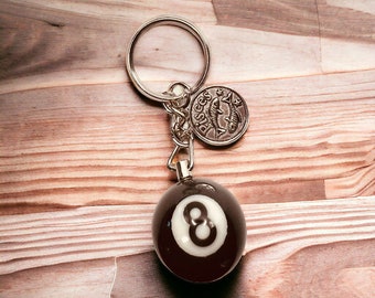 8 ball keychain with zodiac sign, birthday key ring, Personalized keychain, gift for boyfriend, girlfriend, father, bachelor party gift.
