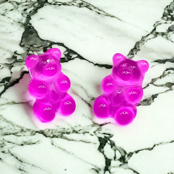 Gummy Bear Earrings Gummy Bear Pink Cute Earrings Studs Candy Earrings Kawaii Earrings Fun Earrings Bear Earrings Gummy Bears Mini Food