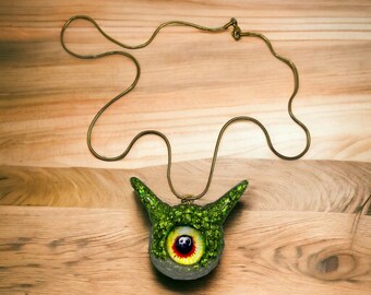 Handmade Resin Monster Eye Necklace: Pastel Goth Kawaii Jewelry