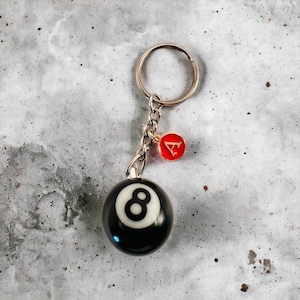 Pool ball keychain, 8 ball with initial, Personalized gift for boyfriend, girlfriend, father, bachelor party gift,billiard ball key ring