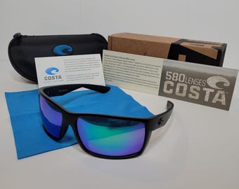 Costa Del Mar Reefton Sunglasses - Polarized 580P Lenses - Black / Blue-Green Gradient