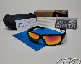 Costa Del Mar Tuna Alley Sunglasses- Polarized 580P Lenses - Black / Orange