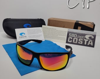 Costa Del Mar Reefton Sunglasses - Polarized 580P Lenses - Black / Orange