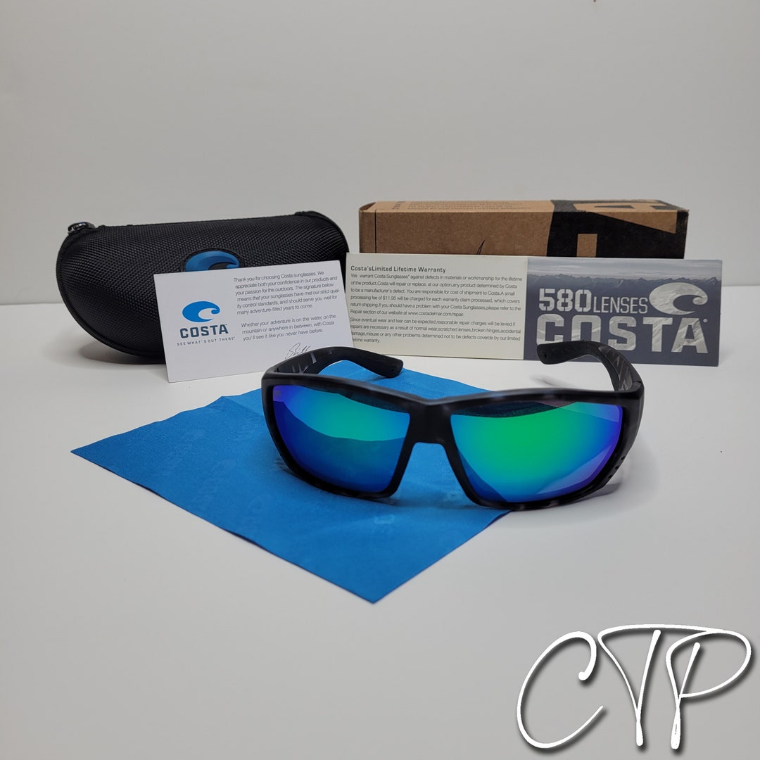 Costa Del Mar Tuna Alley Sunglasses Polarized 580P Lenses Black / Green