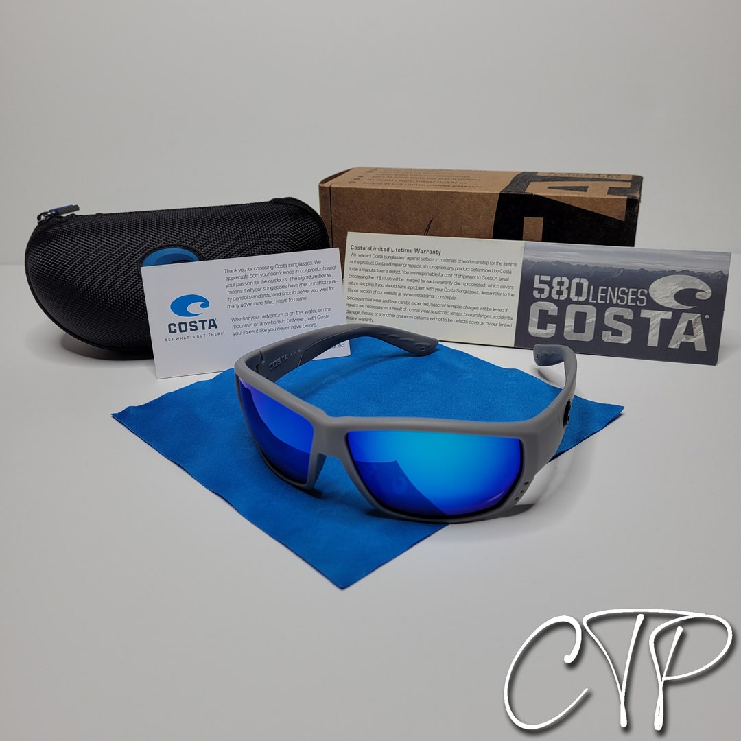 Tuna Alley Sunglasses in White with Blue Mirror Polarized Glass Lenses by Costa del Mar main image 1