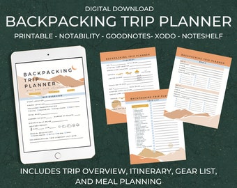 Backpacking trip planner | Digital planner | Trip planner | Adventure planner | Printable | Digital download