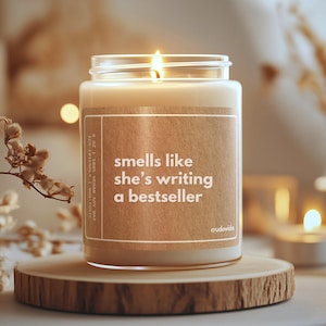Writer Gift Candle: &quot;Smells Like She&#39;s Writing a Bestseller&quot; - Vegan Soy Wax