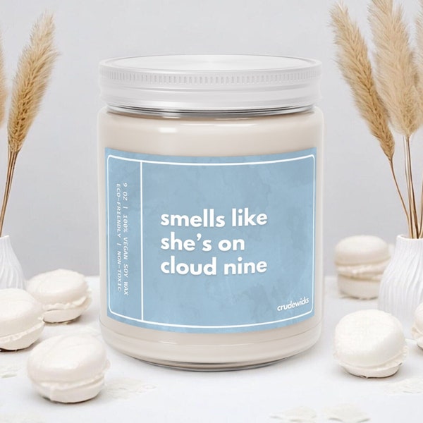 On Cloud 9 Bridal Shower Gift Personalized Funny Candle Bachelorette Party Gift Wedding Shower Decor Custom Bachelorette Candle Party Gift