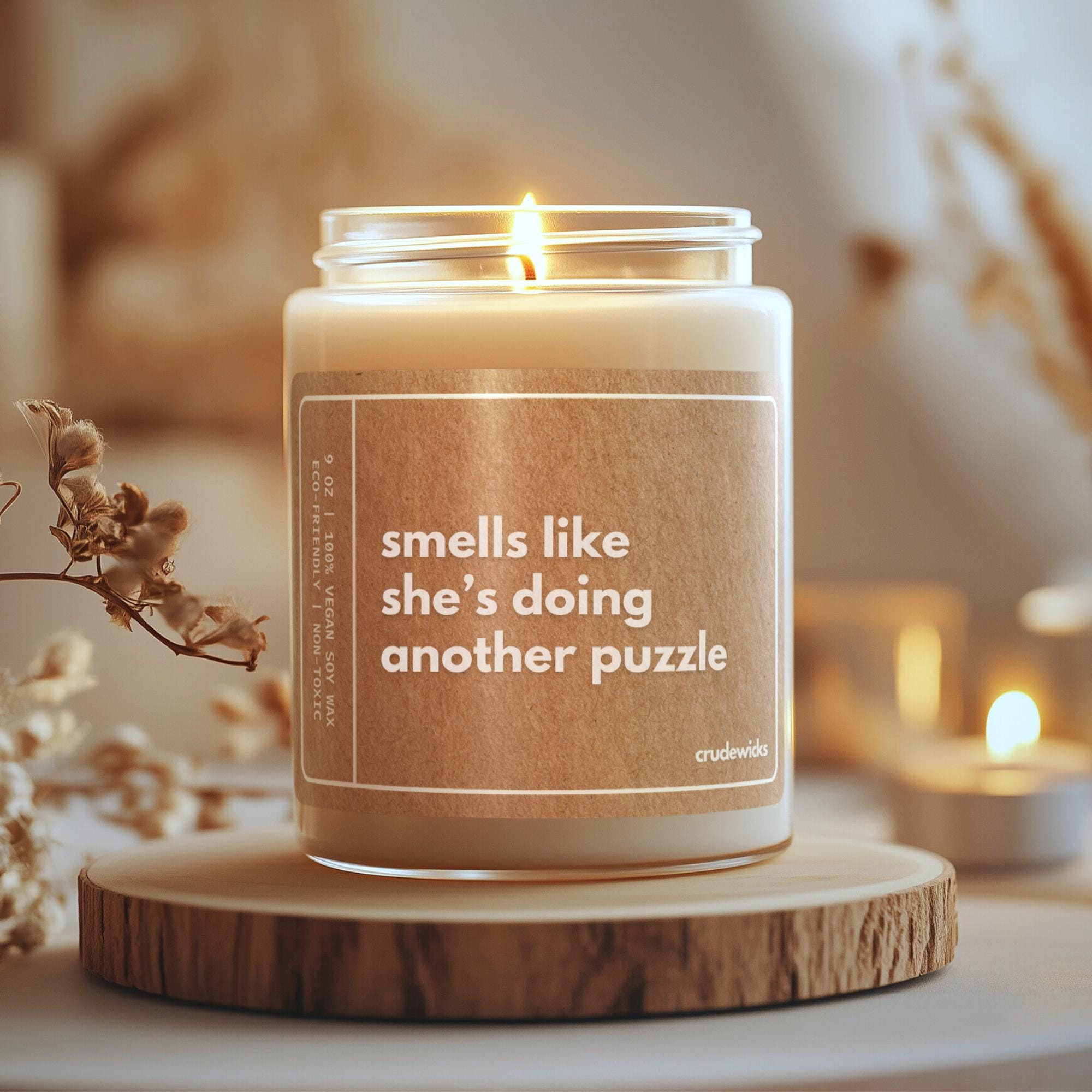 Puzzle Lover Gift: Funny Vegan Soy Candle