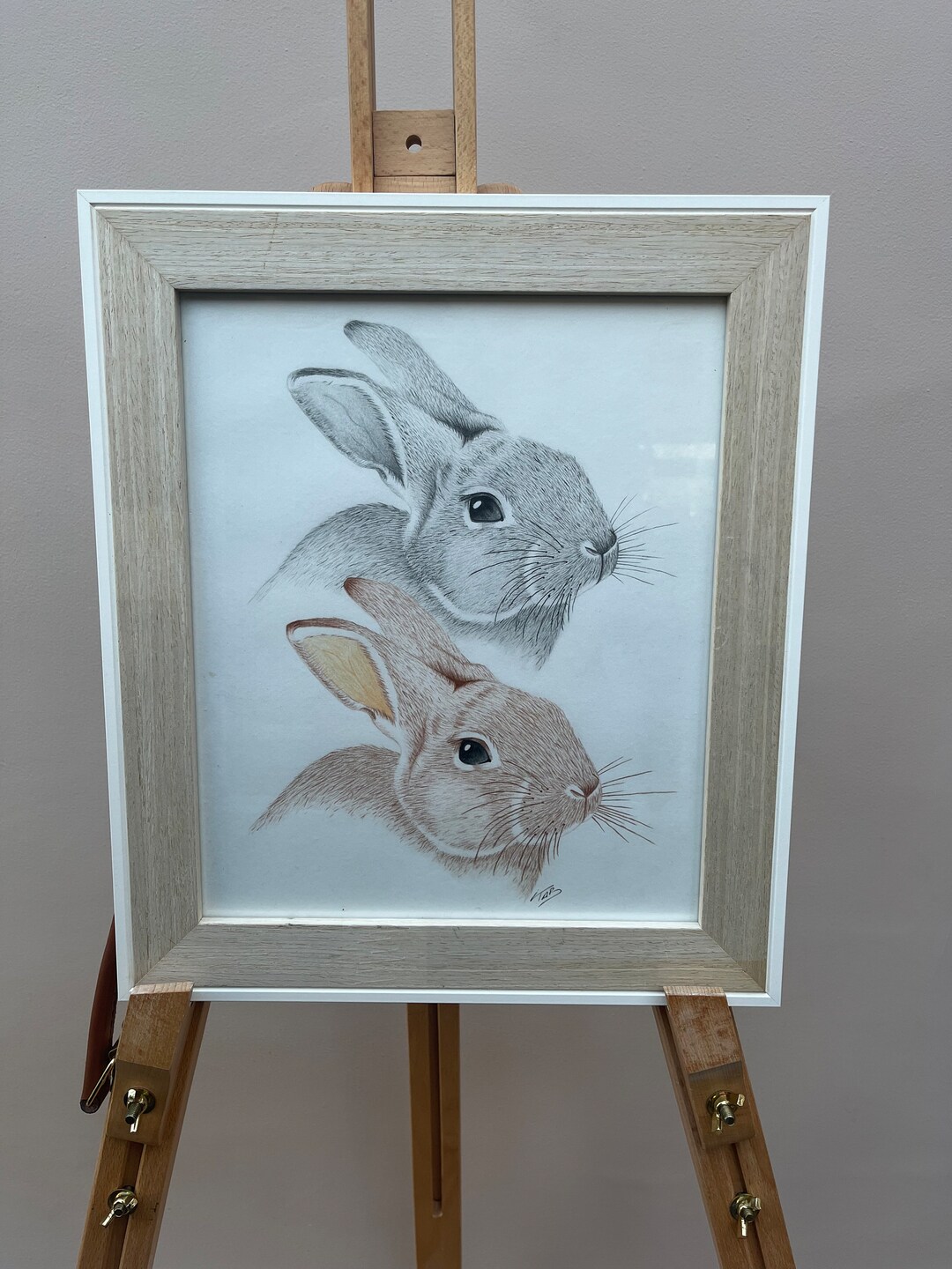 Original Drawing 'rabbit' Hand Drawn and Signed Framed Drawing Wall Art ...