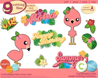 Flamingo SVG Cricut Cutting File for Paper Crafts | Summer Digital Cutting File Greeting Cards | Flamingo Silhouette File for Scrapbook