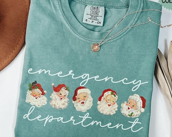 Christmas Emergency Department Shirt Comfort Colors ER Department Tshirt Santas Emergency Nurse Gift Christmas Er Nurse T-Shirt Er Tech